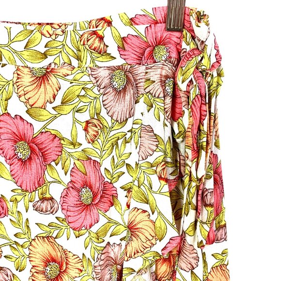 Cupcakes & Cashmere Roxanne Floral Wrap Midi Skirt S Boho Spring Ruffled Hem - Picture 4 of 7